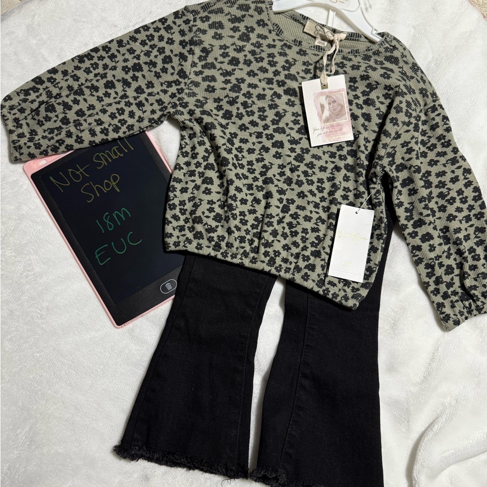 Jessica Simpson Kids Matching Set - Black and Gray Floral